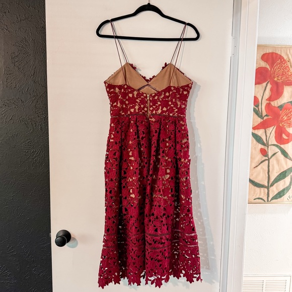 Self-Portrait Azaelea Lace Midi Dress Burgundy Size US 8 - Picture 7 of 10